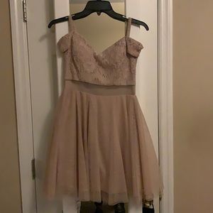 Tan with gold specks size 5/6 juniors can prom or  homecoming dress